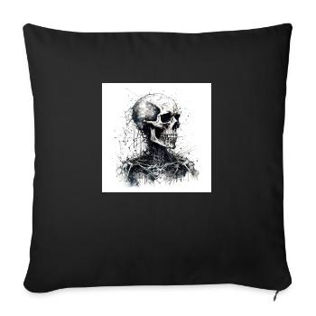 Gruseliger Totenkopf Schädel im Goth- und Emo-Stil - Sofakissenbezug 45 x 45 cm - Schwarz - Vorne