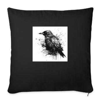 Corneille noire - illustration sombre - Housse de coussin décorative 45 x 45 cm - noir - Devant
