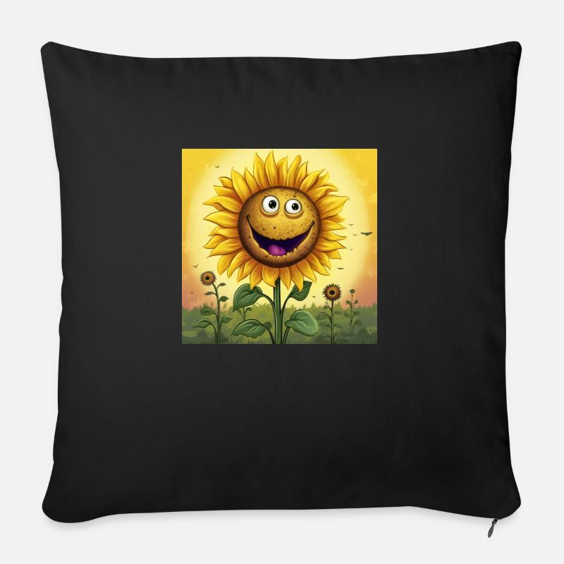 Sonnenblume Cartoon - Sofakissenbezug 45 x 45 cm - Schwarz