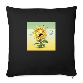 Sonnenblume Cartoon - Sofakissenbezug 45 x 45 cm - Schwarz - Vorne