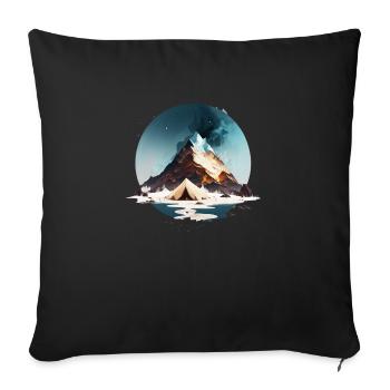 Tente au bord du lac et à la montagne - Housse de coussin décorative 45 x 45 cm - noir - Devant