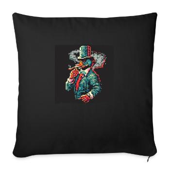 Smoking Duck [pixel art] - Sofa pillowcase 17,3'' x 17,3'' (45 x 45 cm) - black - Front