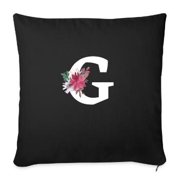 Letter g floral - Sofa pillowcase 17,3'' x 17,3'' (45 x 45 cm) - black - Front