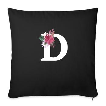 Floral Letter - Sofa pillowcase 17,3'' x 17,3'' (45 x 45 cm) - black - Front