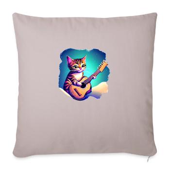 Le chat joue à la guitare chaton Propriétaire de chat - Housse de coussin décorative 45 x 45 cm - taupe clair - Devant