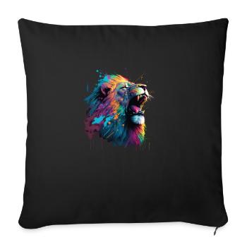Lion Majestueux en Couleurs Vives - Housse de coussin décorative 45 x 45 cm - noir - Devant