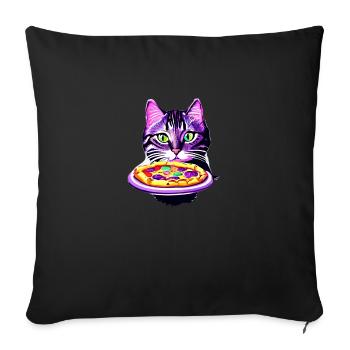 Cat Pizzeria Cat Pizza Lovers Pizza Kitten - Sofa pillowcase 17,3'' x 17,3'' (45 x 45 cm) - black - Front