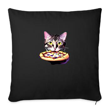 Pizza Kitten Cat Pizza Lovers Cat Pizzeria - Sofa pillowcase 17,3'' x 17,3'' (45 x 45 cm) - black - Front