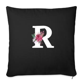 Letter r floral - Sofa pillowcase 17,3'' x 17,3'' (45 x 45 cm) - black - Front