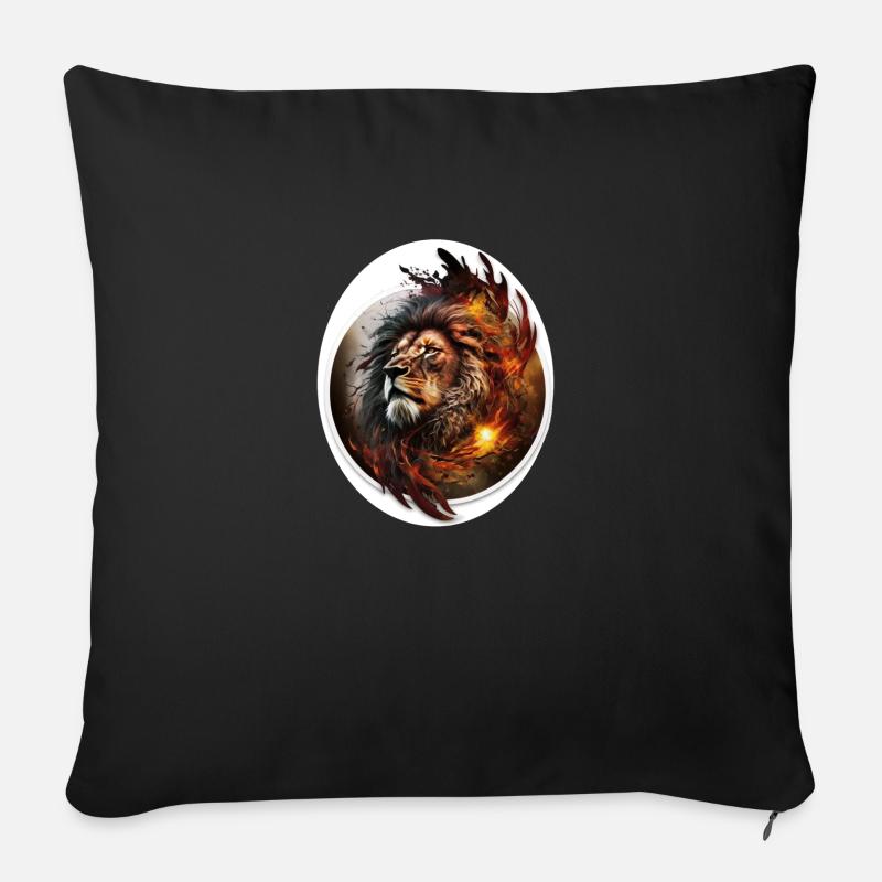 Löwe intensiver Blick - Sofakissenbezug 45 x 45 cm - Schwarz