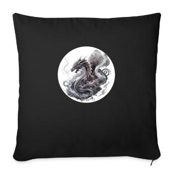 dragon nuage de fumée - Housse de coussin décorative 45 x 45 cm - noir - Devant