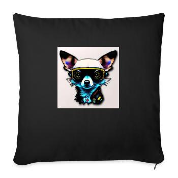 Chihuahua futuristisch mit Brille - Sofakissenbezug 45 x 45 cm - Schwarz - Vorne