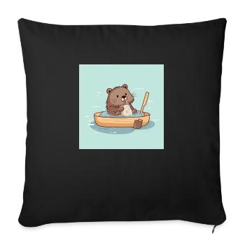 Cute beaver in the bathtub - Sofa pillowcase 17,3'' x 17,3'' (45 x 45 cm) - black - Front