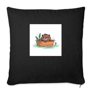 Castor mignon dans la baignoire - Housse de coussin décorative 45 x 45 cm - noir - Devant