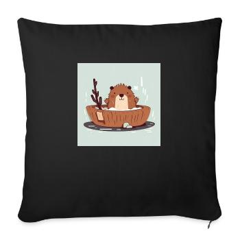 Castor mignon dans la baignoire - Housse de coussin décorative 45 x 45 cm - noir - Devant
