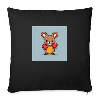 Cute kangaroo with box gloves - Sofa pillowcase 17,3'' x 17,3'' (45 x 45 cm) - black - Front