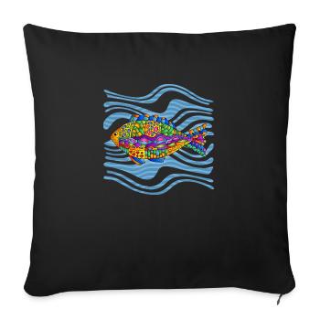 Poisson - Housse de coussin décorative 45 x 45 cm - noir - Devant