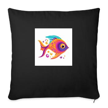 Wunderschöner Bunter Fisch schwimmt im Meer - Sofakissenbezug 45 x 45 cm - Schwarz - Vorne