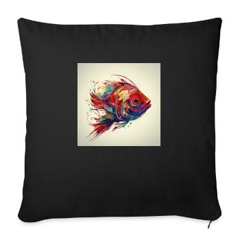 Wunderschöner Bunter Fisch schwimmt im Meer - Sofakissenbezug 45 x 45 cm - Schwarz - Vorne