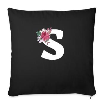 Floral letters - Sofa pillowcase 17,3'' x 17,3'' (45 x 45 cm) - black - Front