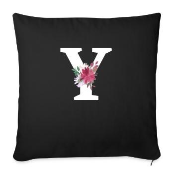 Lettre y floral - Housse de coussin décorative 45 x 45 cm - noir - Devant