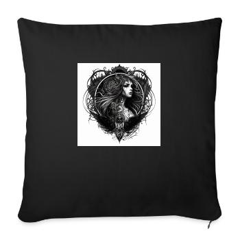 Femme fatale tattoo style - Sofa pillowcase 17,3'' x 17,3'' (45 x 45 cm) - black - Front