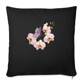 Papillon coloré - Housse de coussin décorative 45 x 45 cm - noir - Devant