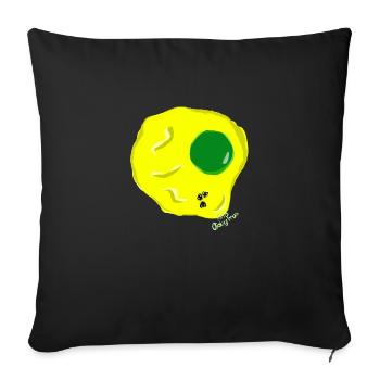 FRIED EGG Green yellow, Martina v.tresmoscas - Sofa pillowcase 17,3'' x 17,3'' (45 x 45 cm) - black - Front