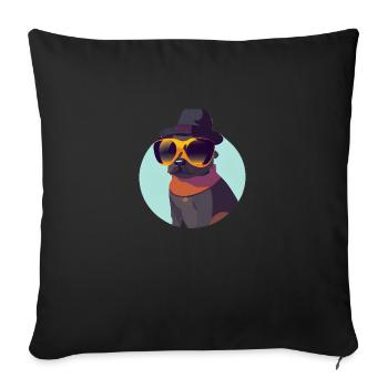 Chien Propriétaire Chiens Terrier Propriétaire de chien - Housse de coussin décorative 45 x 45 cm - noir - Devant