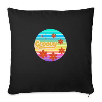 "Vibrez au son de Groovy : l'imprimé tendance" - Housse de coussin décorative 45 x 45 cm - noir - Devant