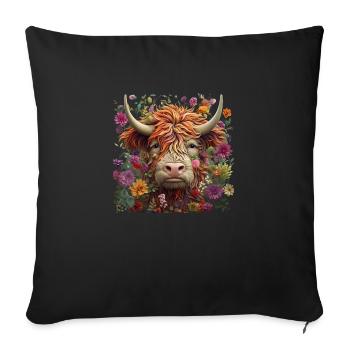 Highland Cow - Sofa pillowcase 17,3'' x 17,3'' (45 x 45 cm) - black - Front