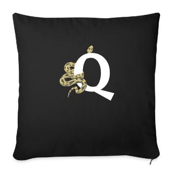 Lettre q serpent - Housse de coussin décorative 45 x 45 cm - noir - Devant