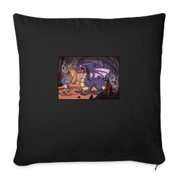 Knight Fighting Dragon In Cave - Sofa pillowcase 17,3'' x 17,3'' (45 x 45 cm) - black - Front