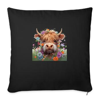Highland Cow - Sofa pillowcase 17,3'' x 17,3'' (45 x 45 cm) - black - Front