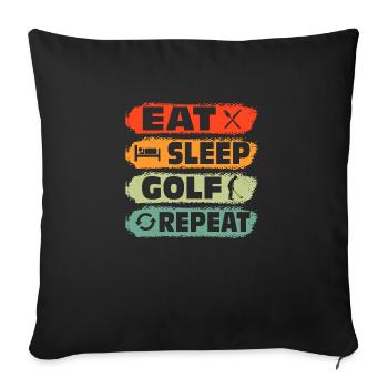 Eat Sleep Golf Repeat Par Tee Golfing - Sofa pillowcase 17,3'' x 17,3'' (45 x 45 cm) - black - Front