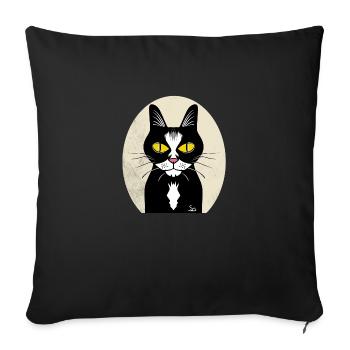 Chat noir dans un cadre classique - Housse de coussin décorative 45 x 45 cm - noir - Devant