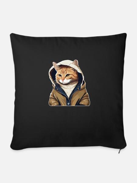 Cute Cat Ur-Tshirt - Sofakissenbezug 45 x 45 cm - Schwarz