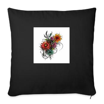 Elegant floral illustration with noble embellishments - Sofa pillowcase 17,3'' x 17,3'' (45 x 45 cm) - black - Front