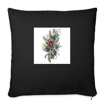 Elegant floral illustration with noble embellishments - Sofa pillowcase 17,3'' x 17,3'' (45 x 45 cm) - black - Front