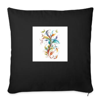 Elegant floral illustration with noble embellishments - Sofa pillowcase 17,3'' x 17,3'' (45 x 45 cm) - black - Front