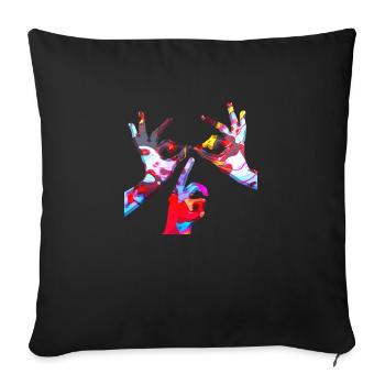 Optical illusion art psychadelic retro shapes sex - Sofa pillowcase 17,3'' x 17,3'' (45 x 45 cm) - black - Front