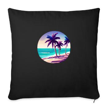 Summer Vacation Palm Beach Palm Island Sun - Sofa pillowcase 17,3'' x 17,3'' (45 x 45 cm) - black - Front