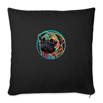 Pug in a sea of colors - Sofa pillowcase 17,3'' x 17,3'' (45 x 45 cm) - black - Front