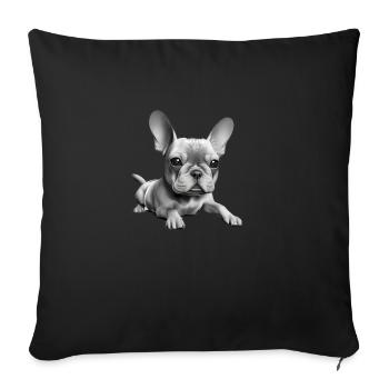 Chien bouledogue français Chien Chien Propriétaire - Housse de coussin décorative 45 x 45 cm - noir - Devant