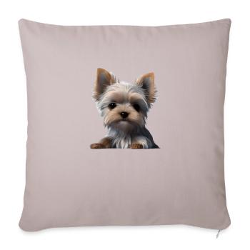 propriétaire de chien Yorkshire Terrier chiot chien - Housse de coussin décorative 45 x 45 cm - taupe clair - Devant