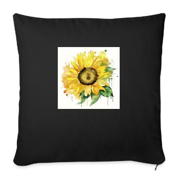 Hand-drawn watercolor Sunflower - Sofa pillowcase 17,3'' x 17,3'' (45 x 45 cm) - black - Front