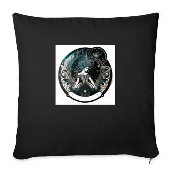 femme face signe verseau - Housse de coussin décorative 45 x 45 cm - noir - Devant