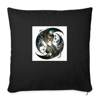 gemeaux yin yang - Housse de coussin décorative 45 x 45 cm - noir - Devant