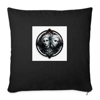 gemeaux 2 femmes en miroir - Housse de coussin décorative 45 x 45 cm - noir - Devant