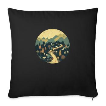 Bike ride up a mountain with goats - Sofa pillowcase 17,3'' x 17,3'' (45 x 45 cm) - black - Front